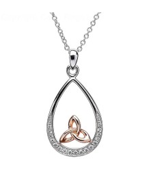 Silver and Rose Gold Trinity Knot Pendant