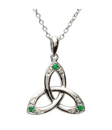 Trinity Knot Anhänger mit Smaragd und Diamant