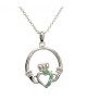 Silver Claddagh Pendant with Emerald