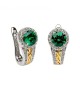 Silver Green CZ Celtic Earrings