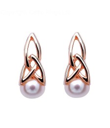 Rose Gold Plated Trinity Earrings with Pearl
