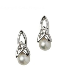 Sterling Silver Pearl Celtic Earrings