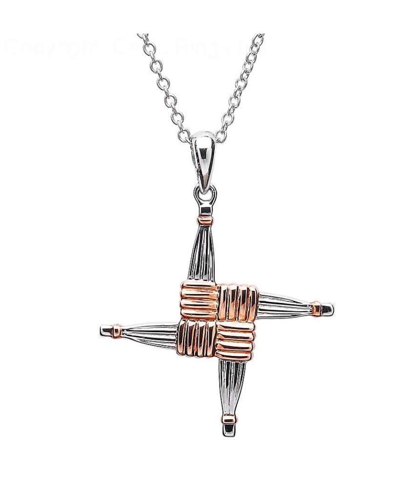 Silver and Rose Gold Plated St Brigid's Cross
