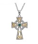 Gold Plated Cross with Crystals - Silver