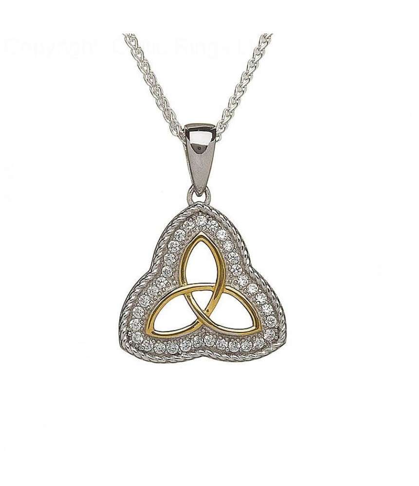 Rope Etched CZ Trinity Pendant