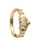 Claddagh Rope Band with CZs - Yellow Gold