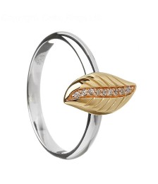 Silber- und Roségold irischer Blatt Ring
