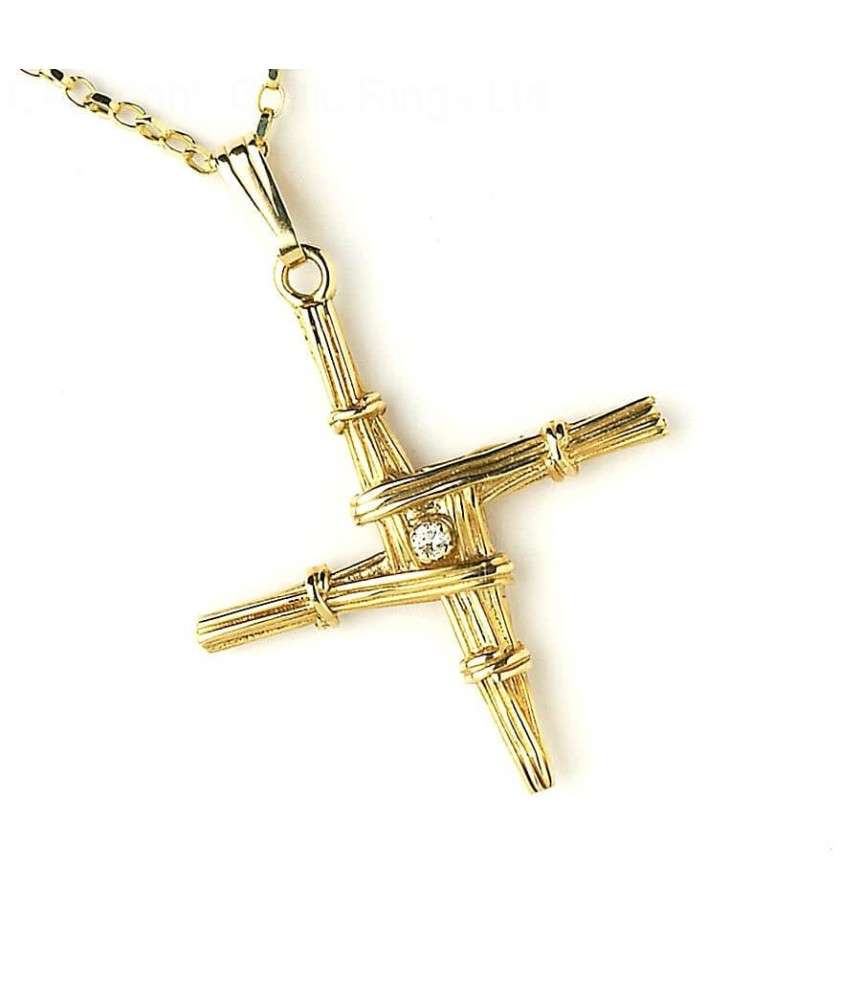 Saint Brigid's Cross and Chain with Diamond | Celtic Rings Ltd