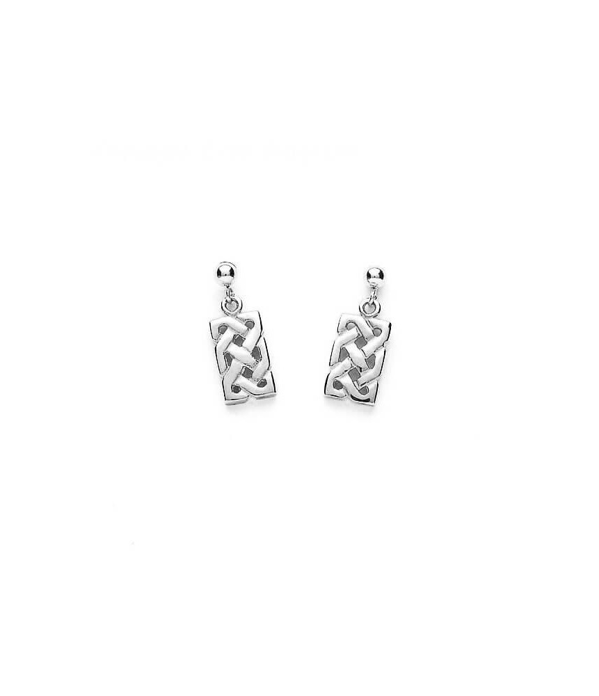 Traditional Celtic Knot Earrings - White Gold or Silver