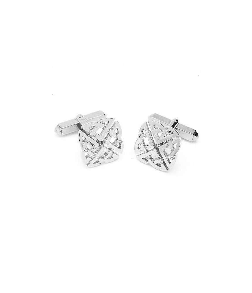 Celtic Knot Cuff Links - White Gold or Silver