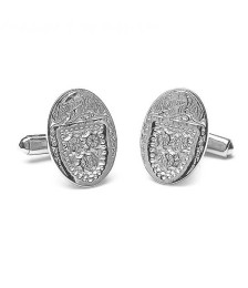 Large Oval Cuff Links - White Gold or Silver