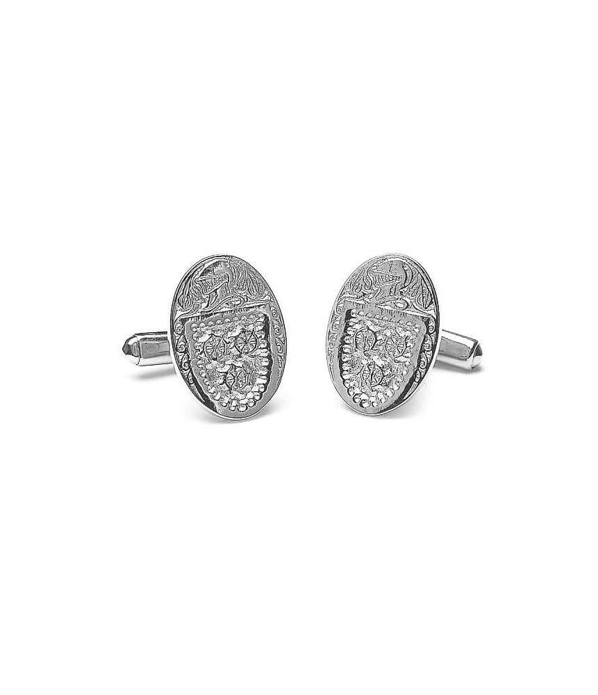 Large Oval Cuff Links - White Gold or Silver