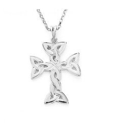 Keltisches Kreuz der Dreiheit Knoten- Weißgold oder Silber