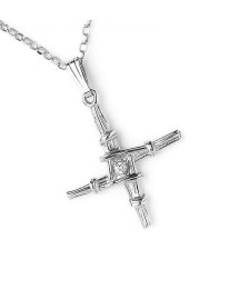 Petite croix de Brigid avec diamant - Argent ou or blanc