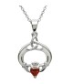 Claddagh Pendant with January Birthstone - Silver