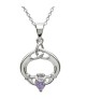 Claddagh Pendant with June Birthstone - Silver