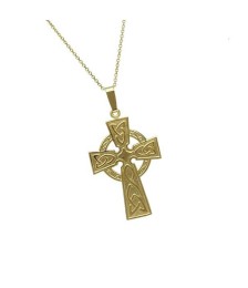 Großes traditionelles keltisches Kreuz - gelbes Gold