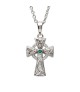 Medium Celtic Cross with 1 Emerald - Silver