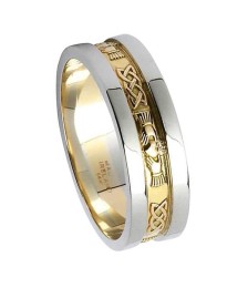 Friendship Ring with Trim - Yellow with White Gold Trim