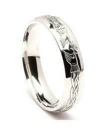 Mens Engraved Silver Claddagh Ring