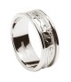 Mens Engraved Claddagh All White Gold