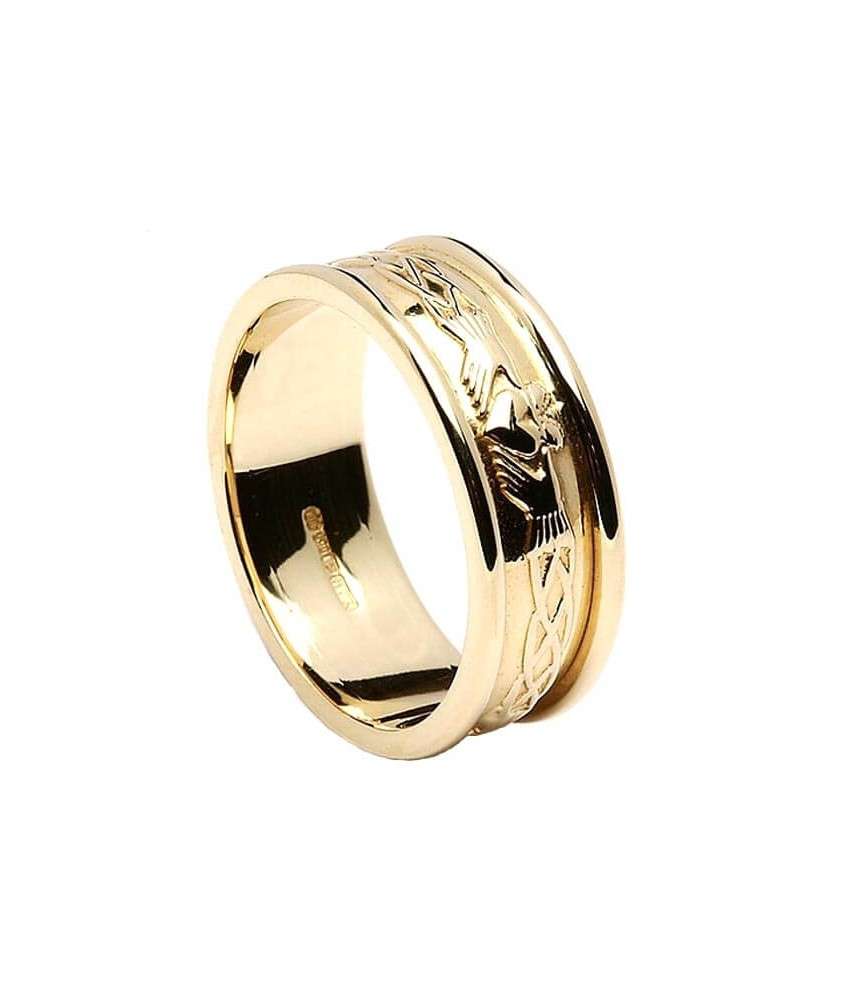 Engraved Claddagh All Yellow Gold