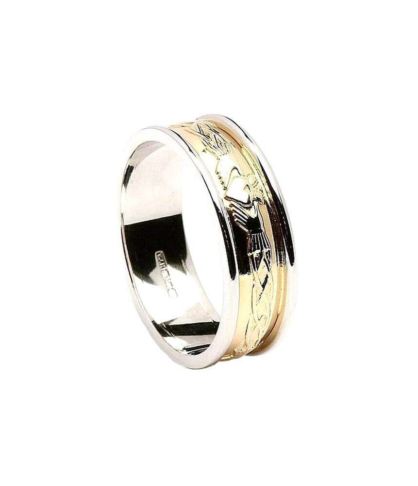 Engraved Claddagh Two-Tone Band