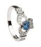 Claddagh with Sapphire & Diamonds - White Gold