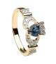 Claddagh with Sapphire & Diamonds - Yellow Gold