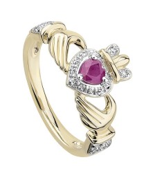 Claddagh Ruby Engagement Ring - Gold