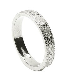 Womens Narrow Irish Wedding Ring - White Gold
