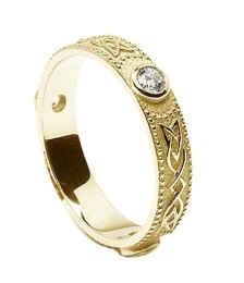 Women's Celtic Diamond Wedding Ring - Gold
