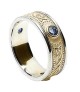 Keltisches Schild Ring mit Saphiren - Gelb mit weißem Rand