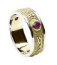 Celtic Shield Ring with Ruby - With White Trim