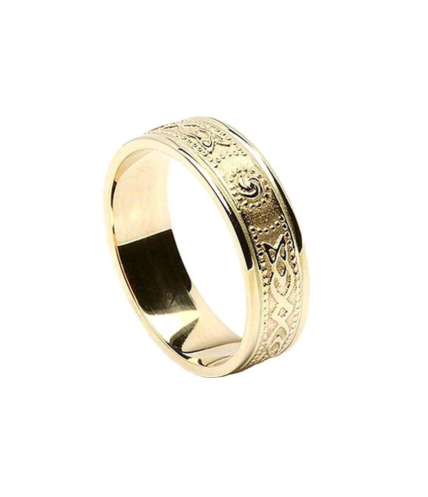 Damen Schmale irische Ring mit Trim - Alles gelbes Gold