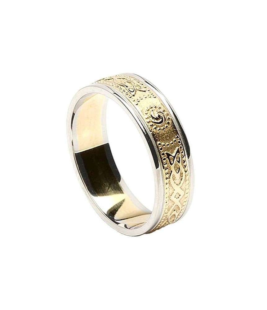 Damen Schmale irische Ring mit Trim - Gelb mit weißem Rand
