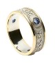 Keltisches Schild Ring mit Saphiren - Weiß mit gelber Leiste