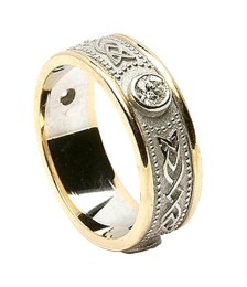 Two Tone Shield Ring with Diamonds