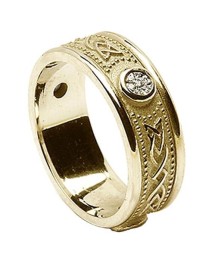 Celtic Shield Ring with Diamonds