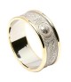 Men's Irish Wedding Ring with Trim - White with Gold Trim