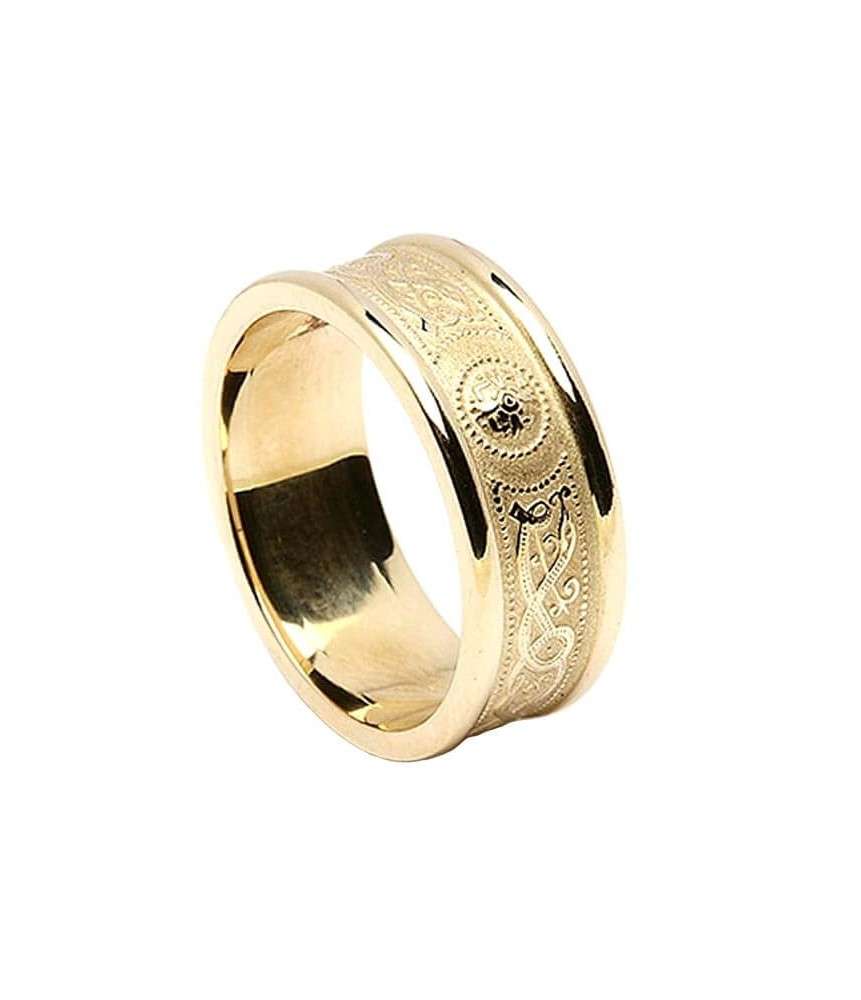 Women's Irish Wedding Ring with Trim - All Yellow Gold