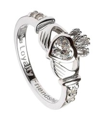 April Geburtsstein Claddagh Ring - Silber