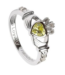 August Birthstone Claddagh Ring - Silver
