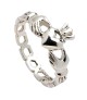 Womens Chain Link Claddagh Ring - Silver