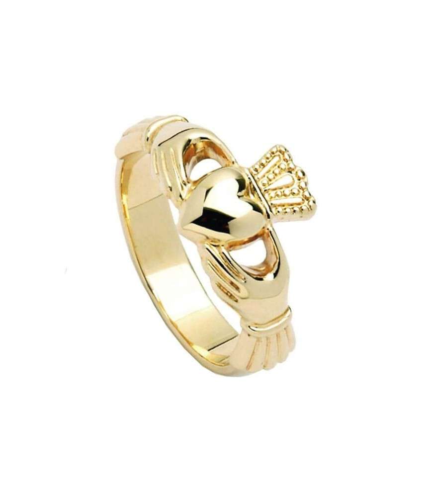 Claddagh Ring mit hoher Krone - Gelbgold