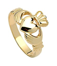 Mens Heavy Claddagh Ring - Yellow Gold