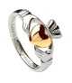 Silver Claddagh Ring with 10K Gold Heart
