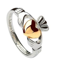 Silber Claddagh Ring mit Gold 10K Herz