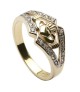 Claddagh Ring with CZ Trim - Yellow Gold