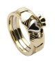 Three Piece Gold Claddagh Ring - Yellow and White Gold